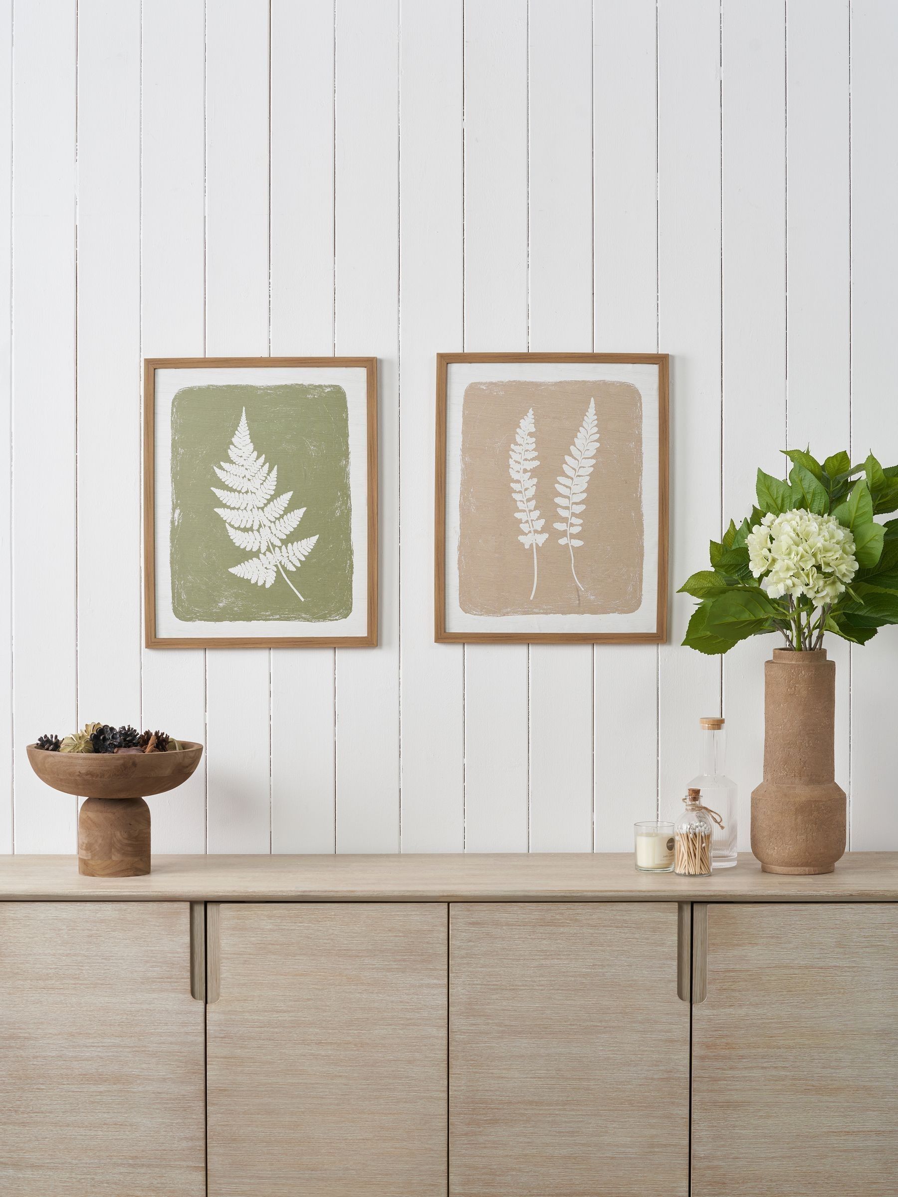 Pacific Green fern canvas wall art set of two - British product