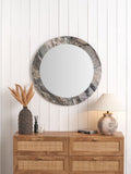 Myana jade marble effect round wall mirror, UK version