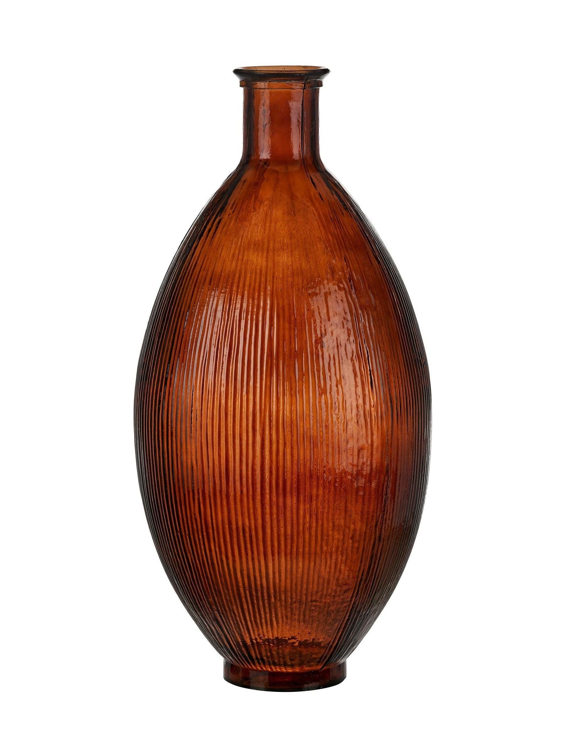 Pacific brown glass vase, tall with ribbed finish, 59cm height, UK version