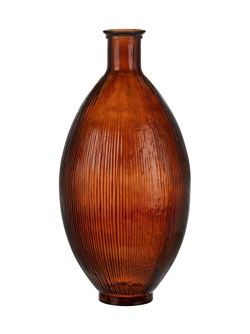 Pacific brown glass vase, tall with ribbed finish, 59cm height, UK version