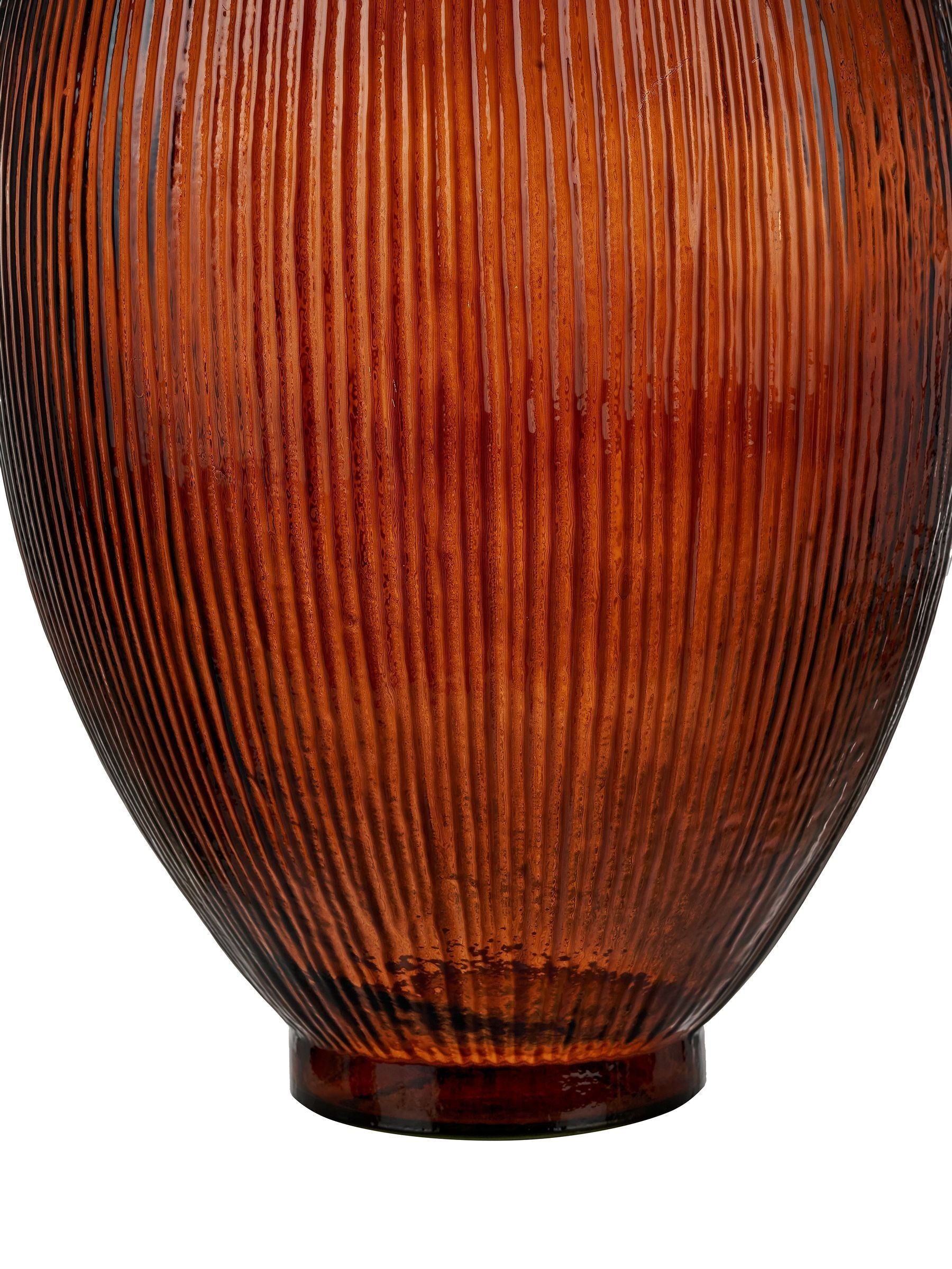 Pacific brown glass vase, tall with ribbed finish, 59cm height, UK version