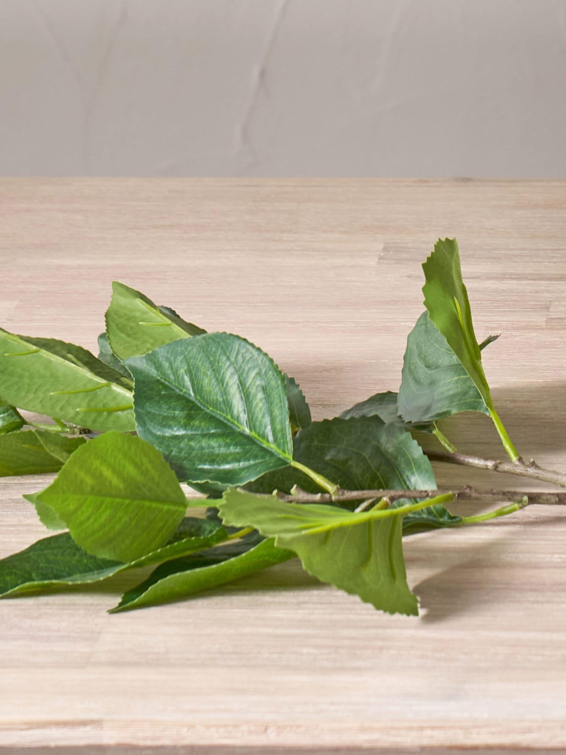Pacific Green faux hydrangea leaf stems pack of 6 - British product