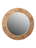 Pacific Natural Newborough round wall mirror with burr wood effect, UK version