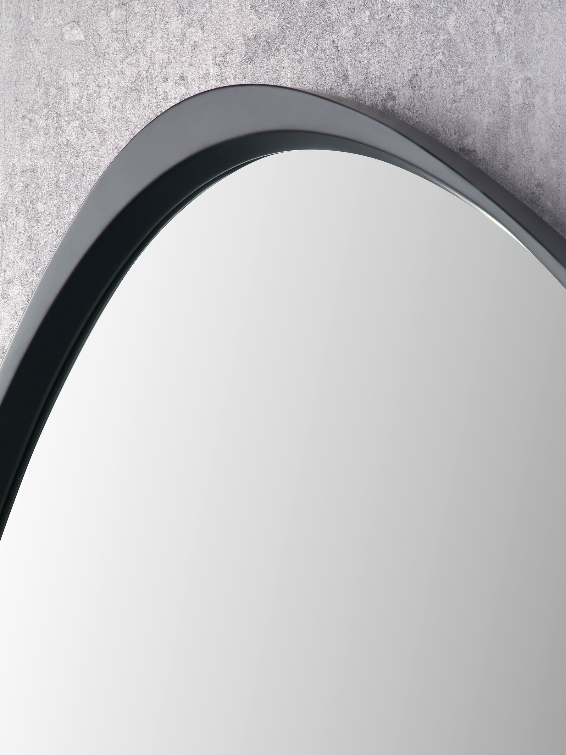 Pacific curved wall mirror black wood veneer 58x67cm (British brand)