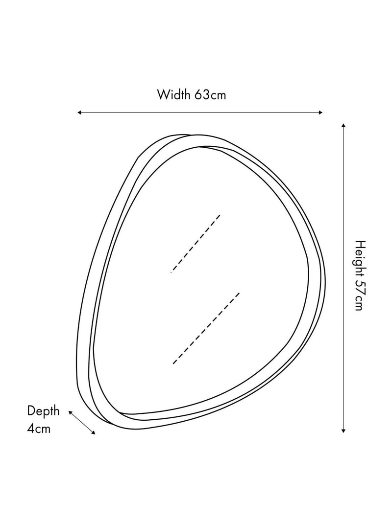 Pacific curved wall mirror black wood veneer 58x67cm (British brand)