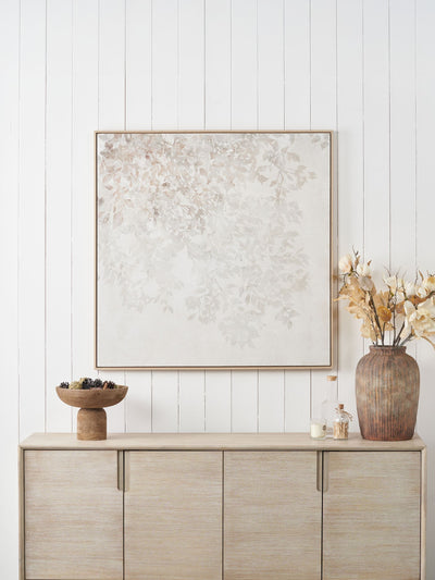 Next Pacific White Floral Square Canvas Wall Art, 100cm x 100cm- Buy online at McGrocer