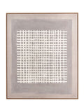 Pacific grid design canvas wall art with oak-effect frame, British brand