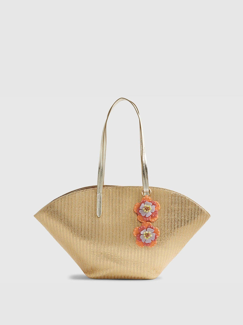 River Island gold raffia Terry De Havilland winged shopper bag (British brand)