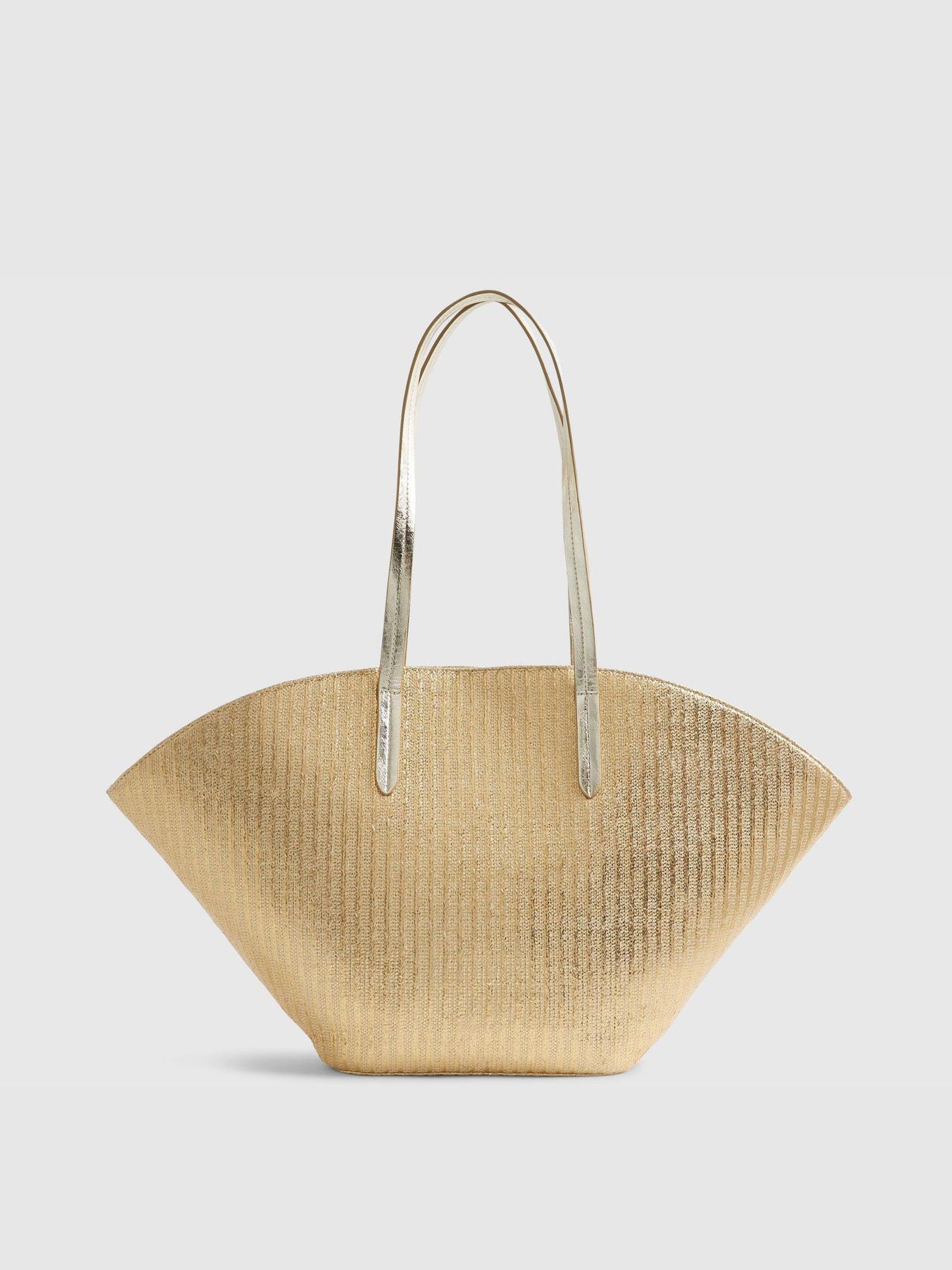 River Island gold raffia Terry De Havilland winged shopper bag (British brand)