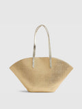 River Island gold raffia Terry De Havilland winged shopper bag (British brand)