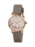 Radley rose gold floral dog dial coffee leather strap watch (British brand)