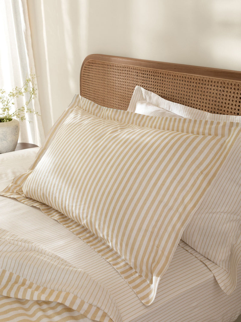 Yard Hebden Melange Stripe Grey Cotton Pillowcases Set of 2