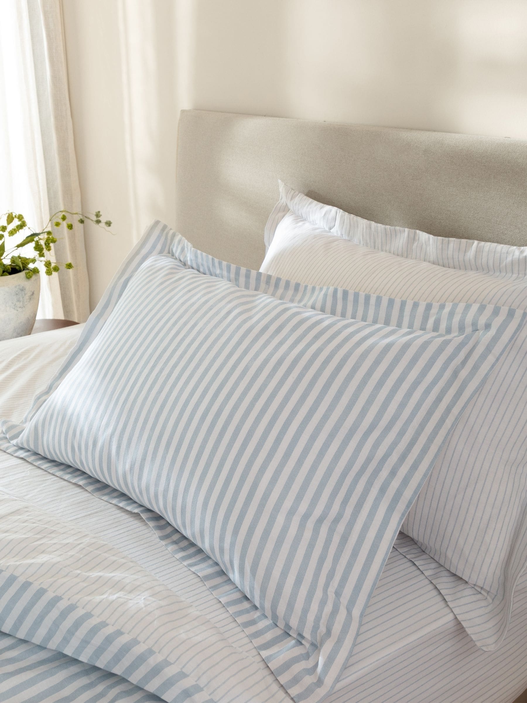 Yard Hebden Melange Stripe Grey Cotton Pillowcases Set of 2