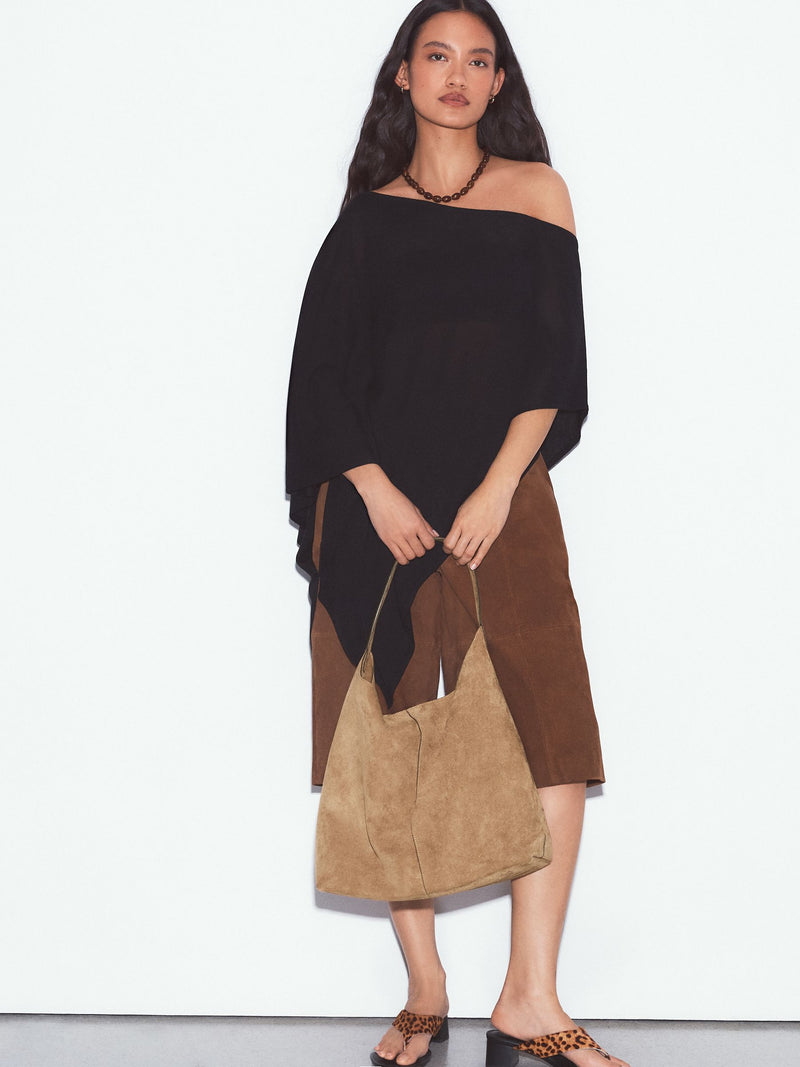 Shoulder bag camel faux suede slouchy, imported from the UK