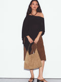 Shoulder bag camel faux suede slouchy, imported from the UK