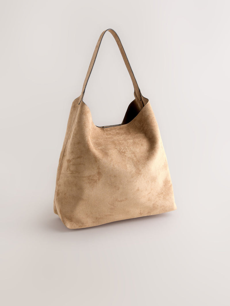 Shoulder bag camel faux suede slouchy, imported from the UK