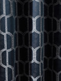 Navy blue geometric jacquard eyelet curtains (British brand)
