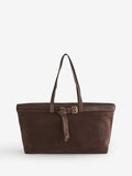 Apatchy Esme suede handbag in chocolate brown, imported from the UK