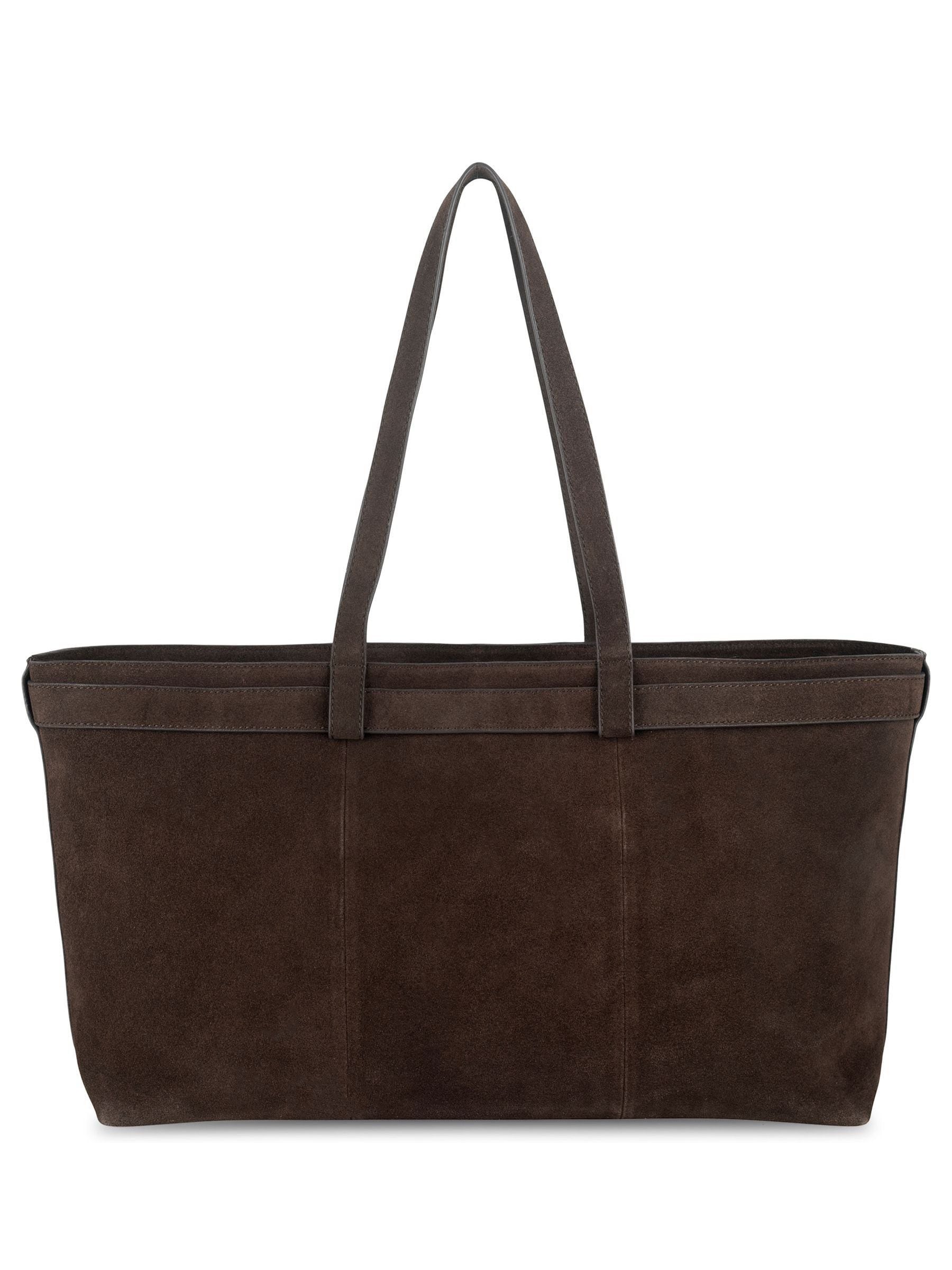 Apatchy Esme suede handbag in chocolate brown, imported from the UK