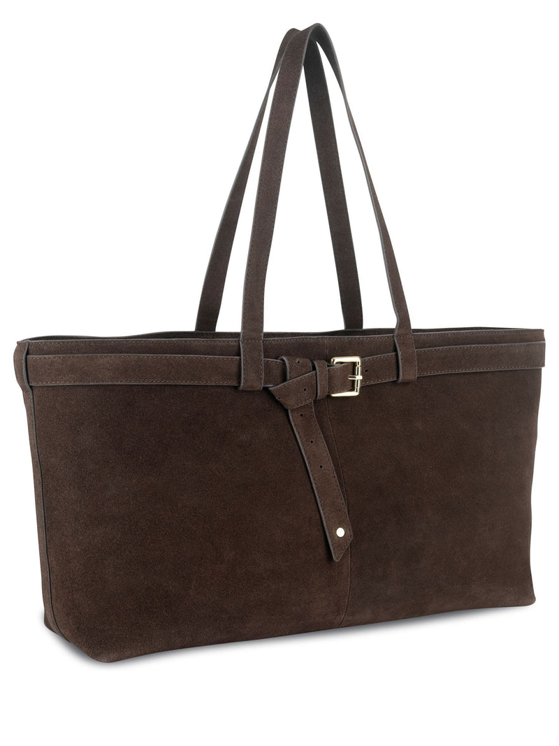 Apatchy Esme suede handbag in chocolate brown, imported from the UK