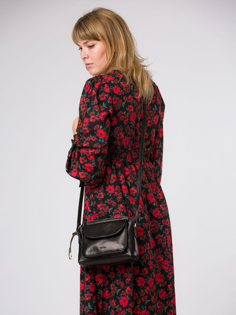 Conkca Black Odalis leather cross-body bag (British brand)