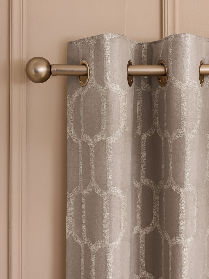 Natural/Champagne Gold Eyelet Luxe Evie Geometric Jacquard Eyelet Curtains