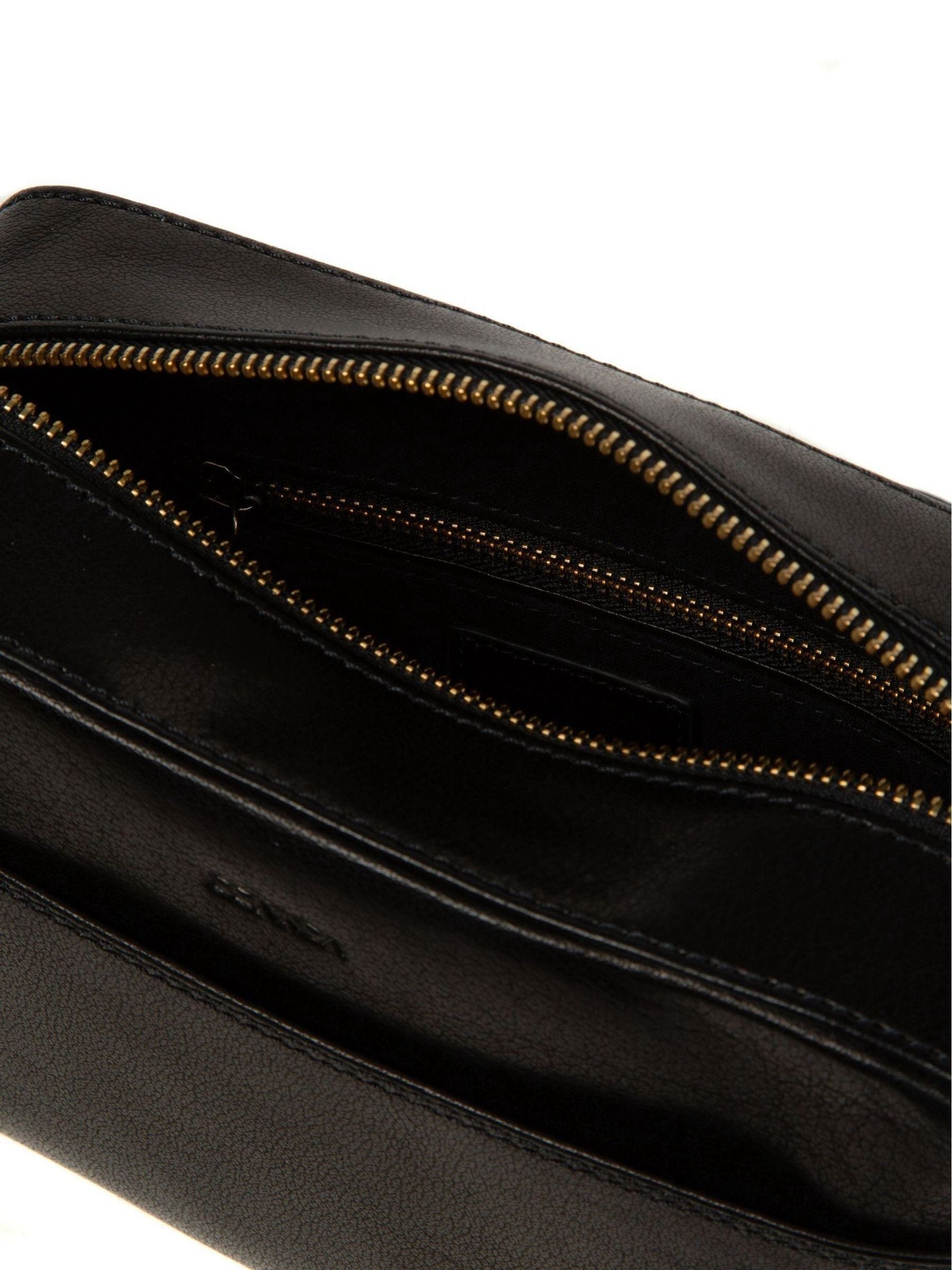 Conkca Black Dahlia leather cross-body bag, imported from the UK
