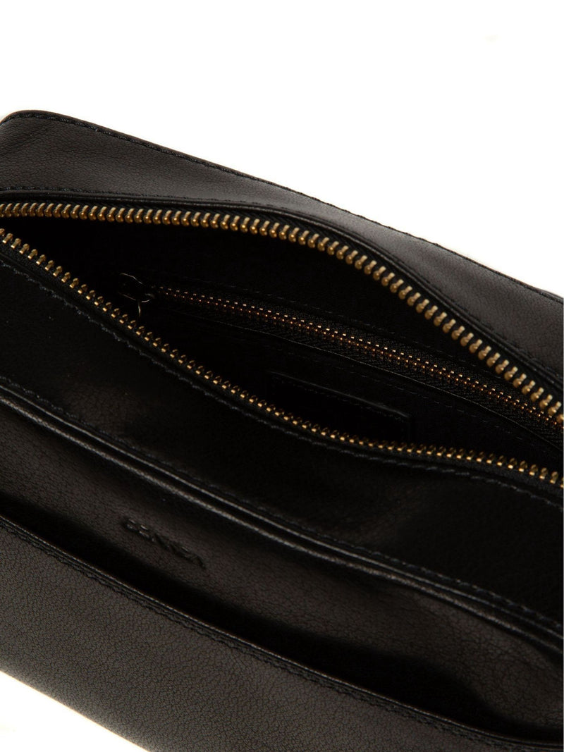 Conkca Black Dahlia leather cross-body bag, imported from the UK