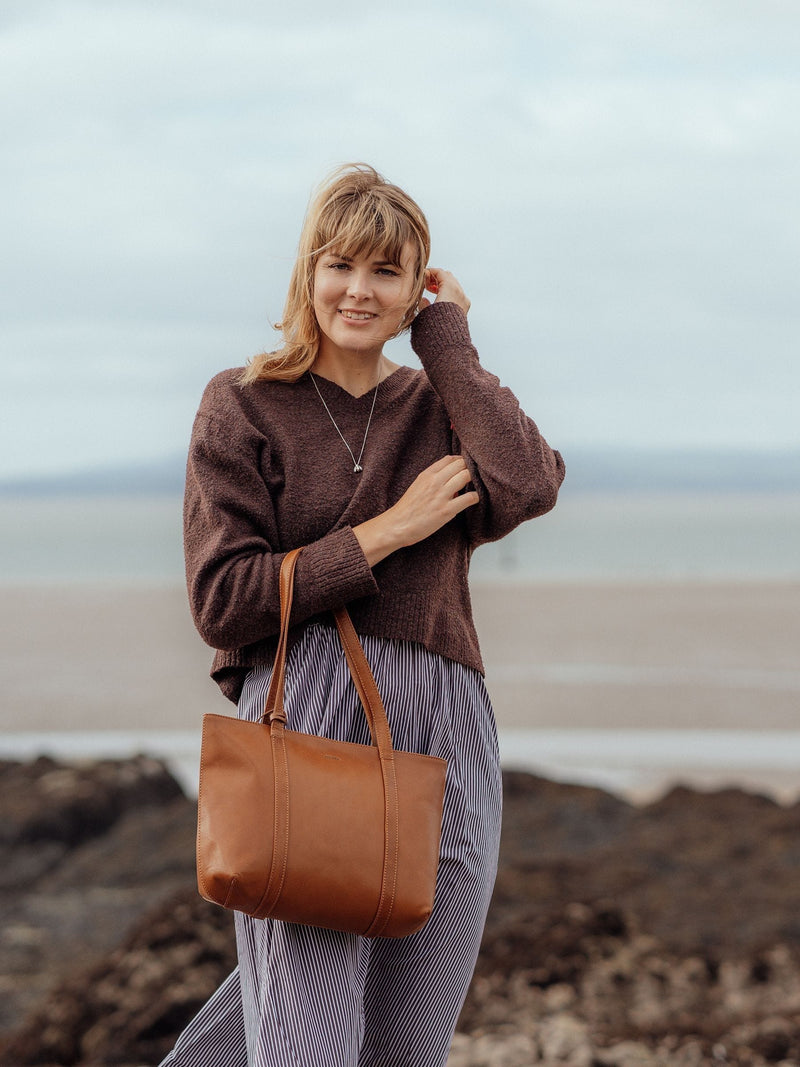 Conkca brown leather Ausha tote bag (British brand)