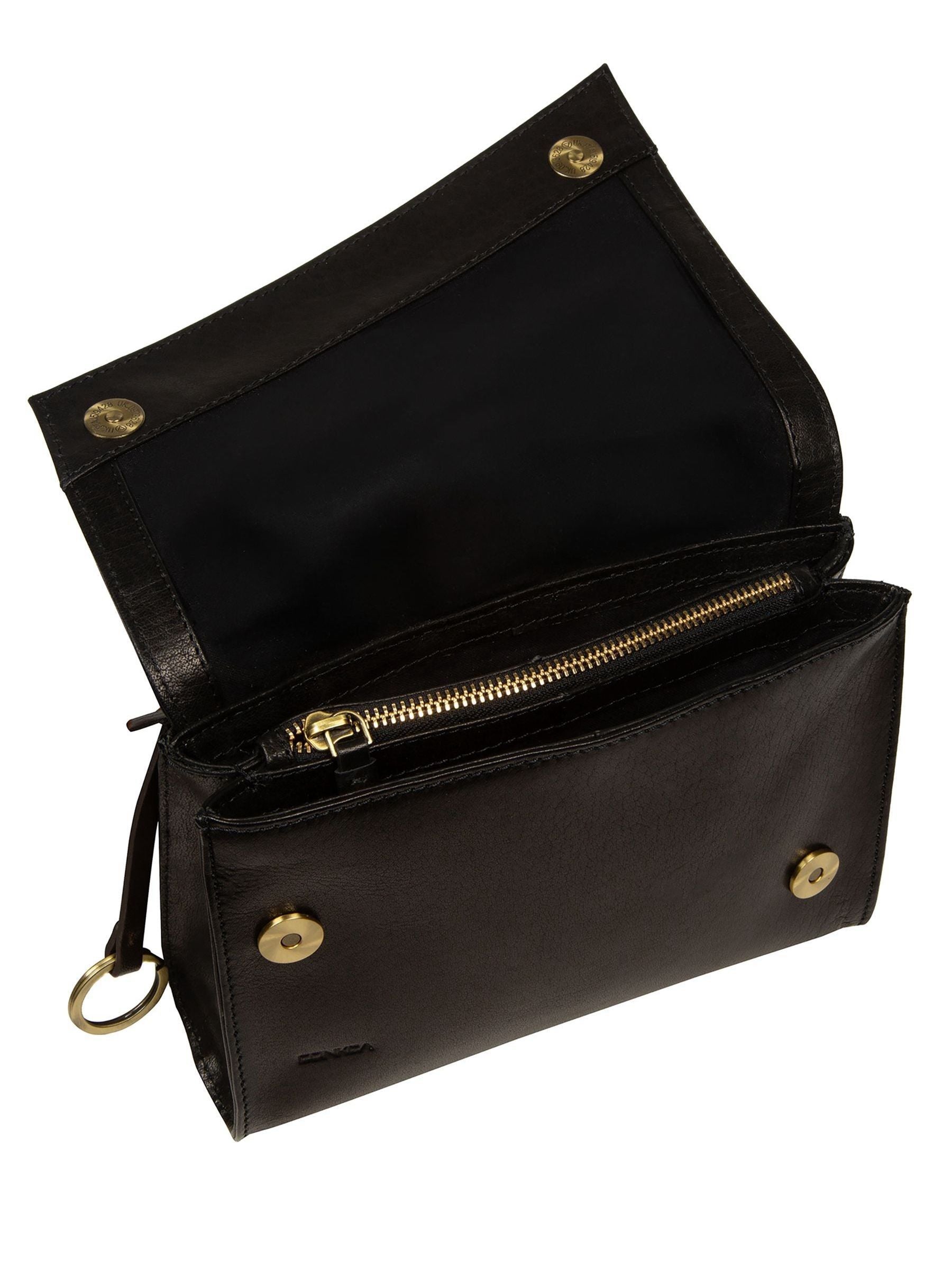 Conkca Black Fallon leather cross-body bag (British brand)