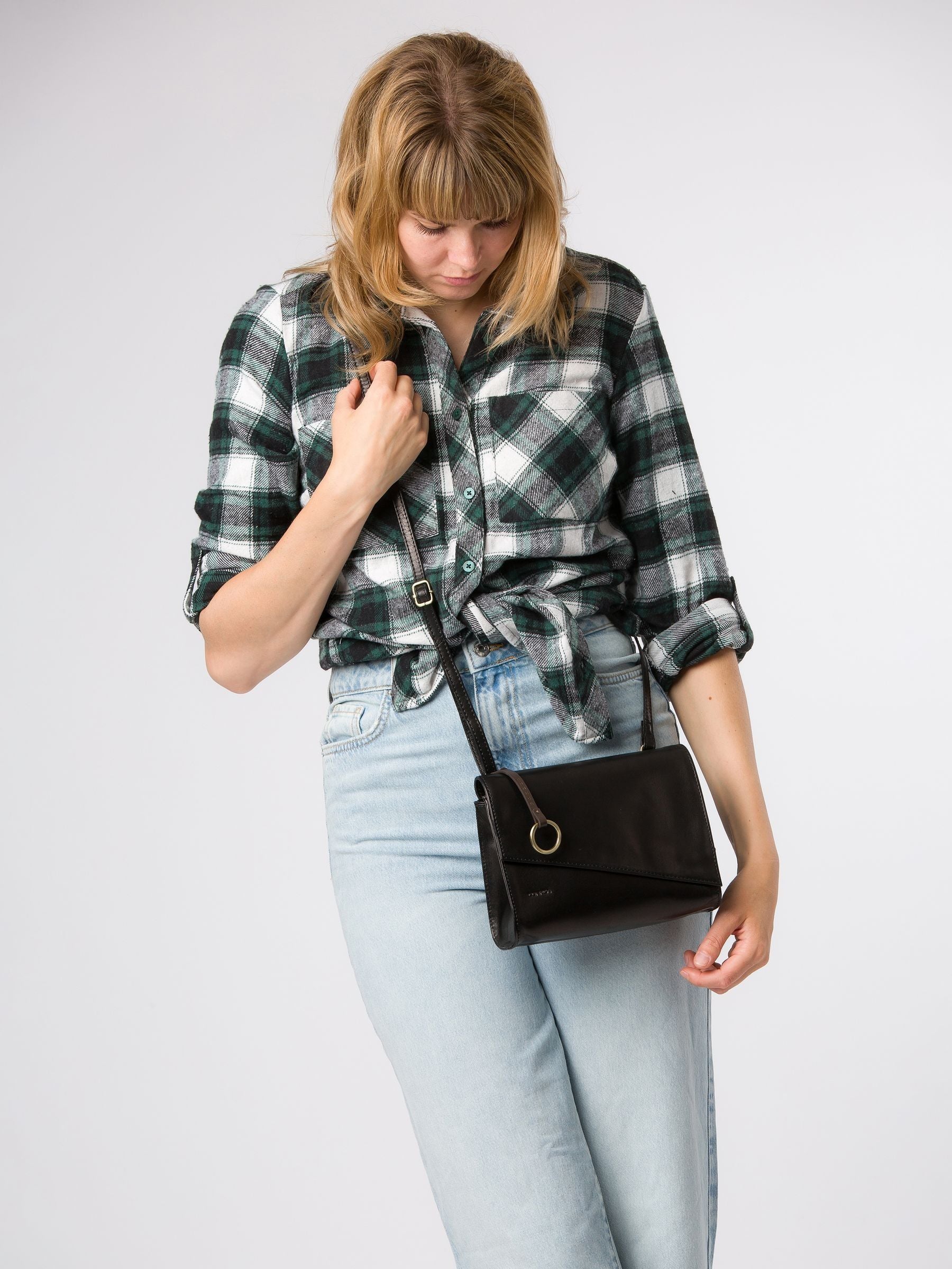 Conkca Black Fallon Leather Cross-Body Bag
