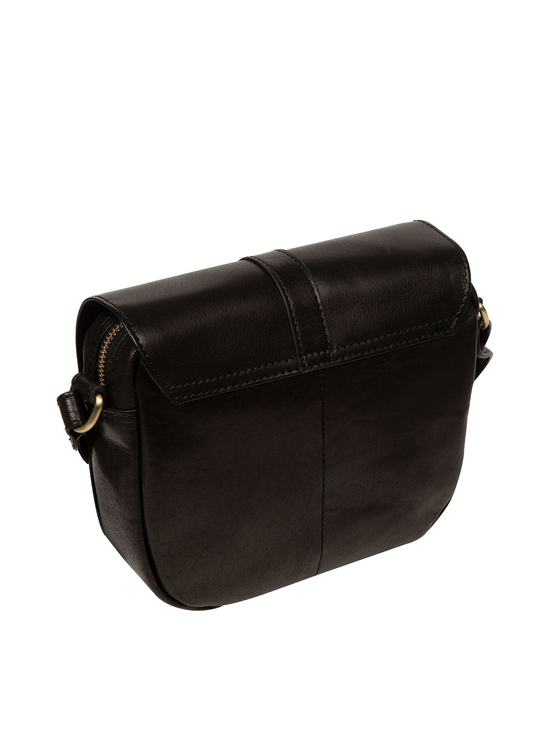 Conkca Black Fern leather cross-body bag, imported from the UK