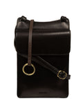Conkca Seraphina black leather cross-body phone bag, imported from the UK