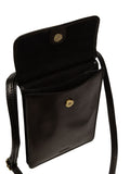 Conkca Seraphina black leather cross-body phone bag, imported from the UK