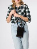 Conkca Seraphina black leather cross-body phone bag, imported from the UK