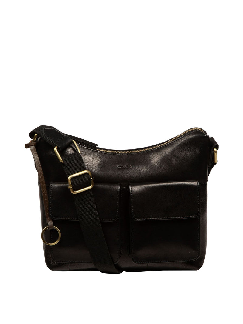 Conkca black Natalie leather shoulder bag - British product