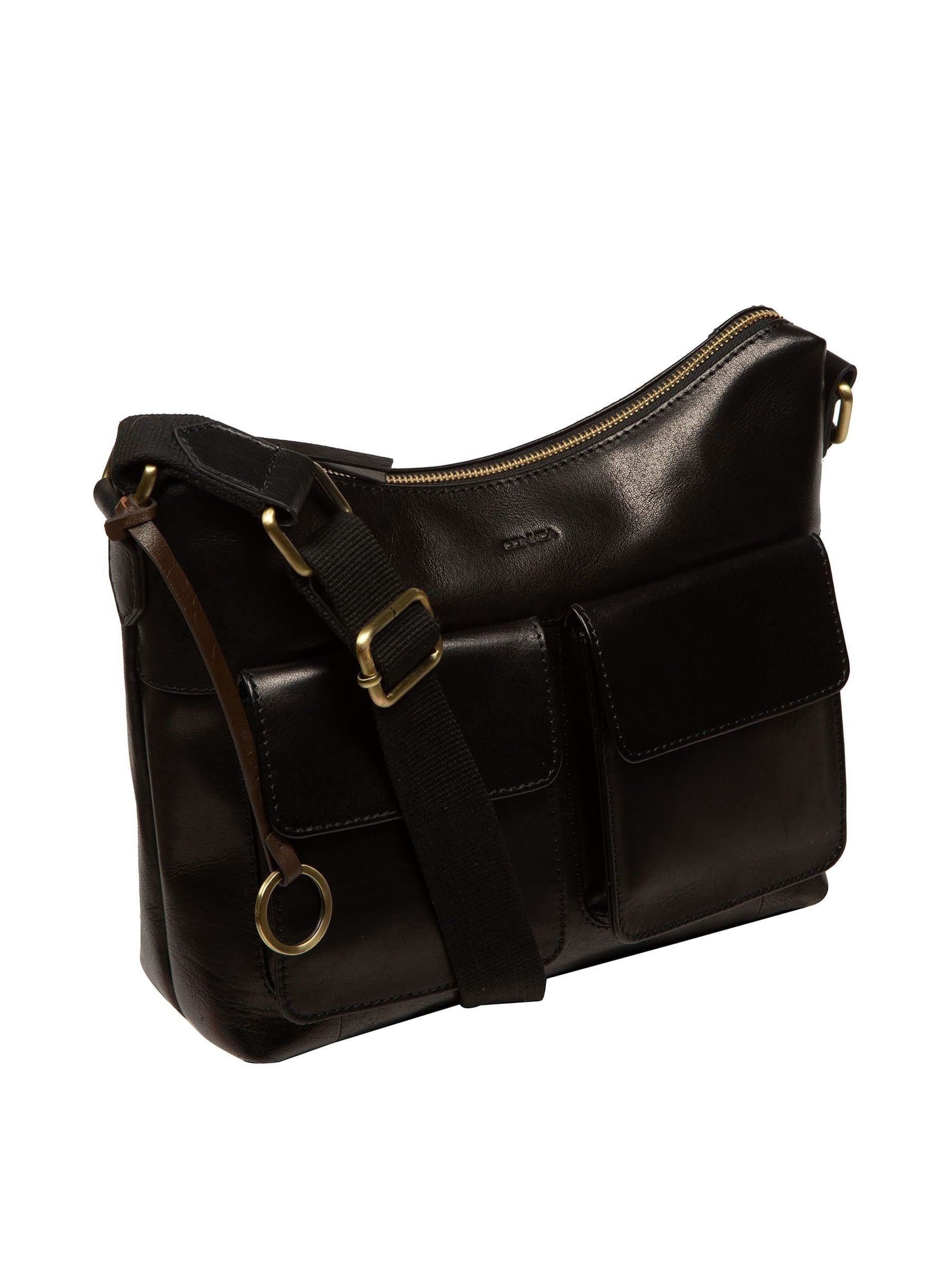 Conkca black Natalie leather shoulder bag - British product