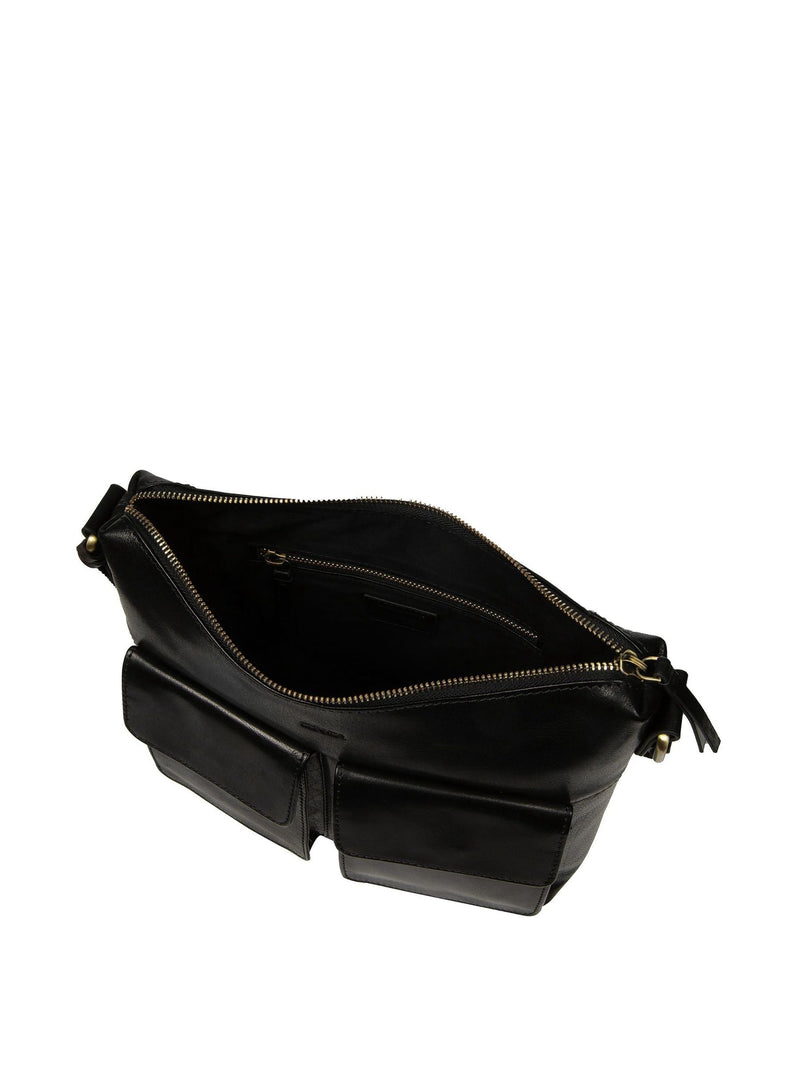 Conkca black Natalie leather shoulder bag - British product