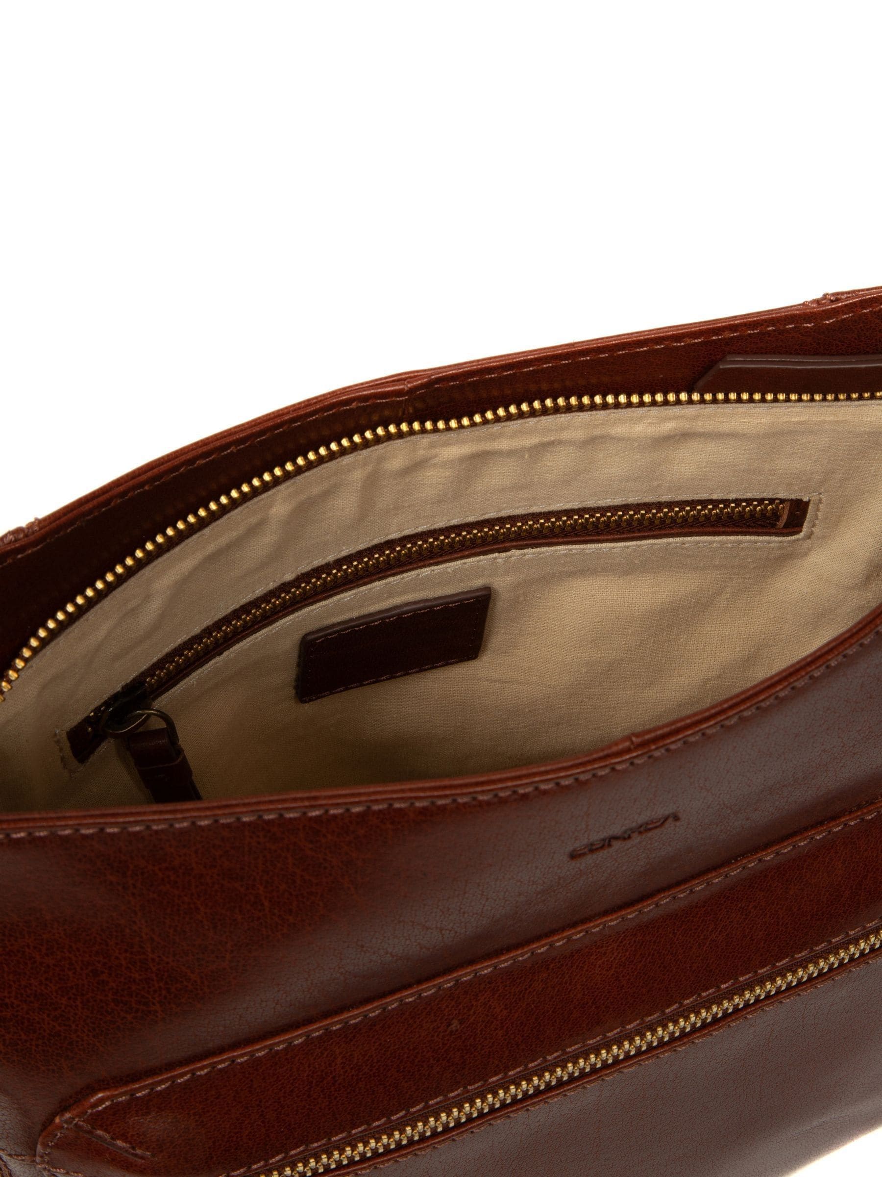 Conkca Brown Zinnia Leather Cross-Body Bag
