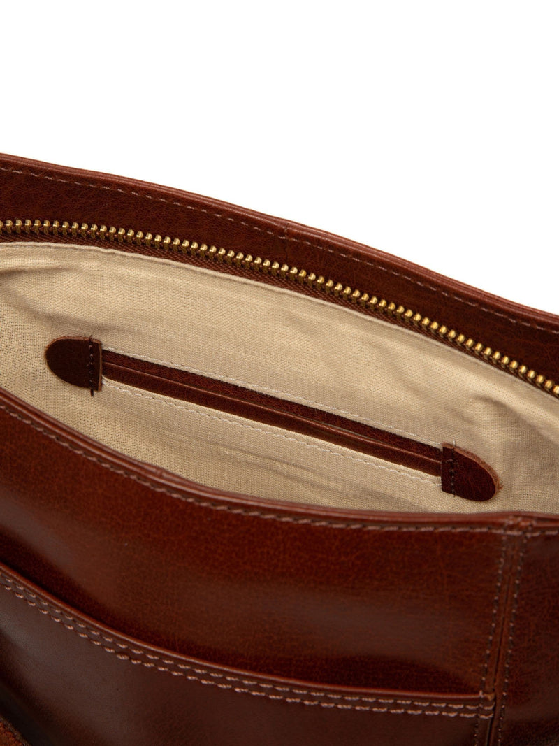 Conkca Brown Zinnia Leather Cross-Body Bag