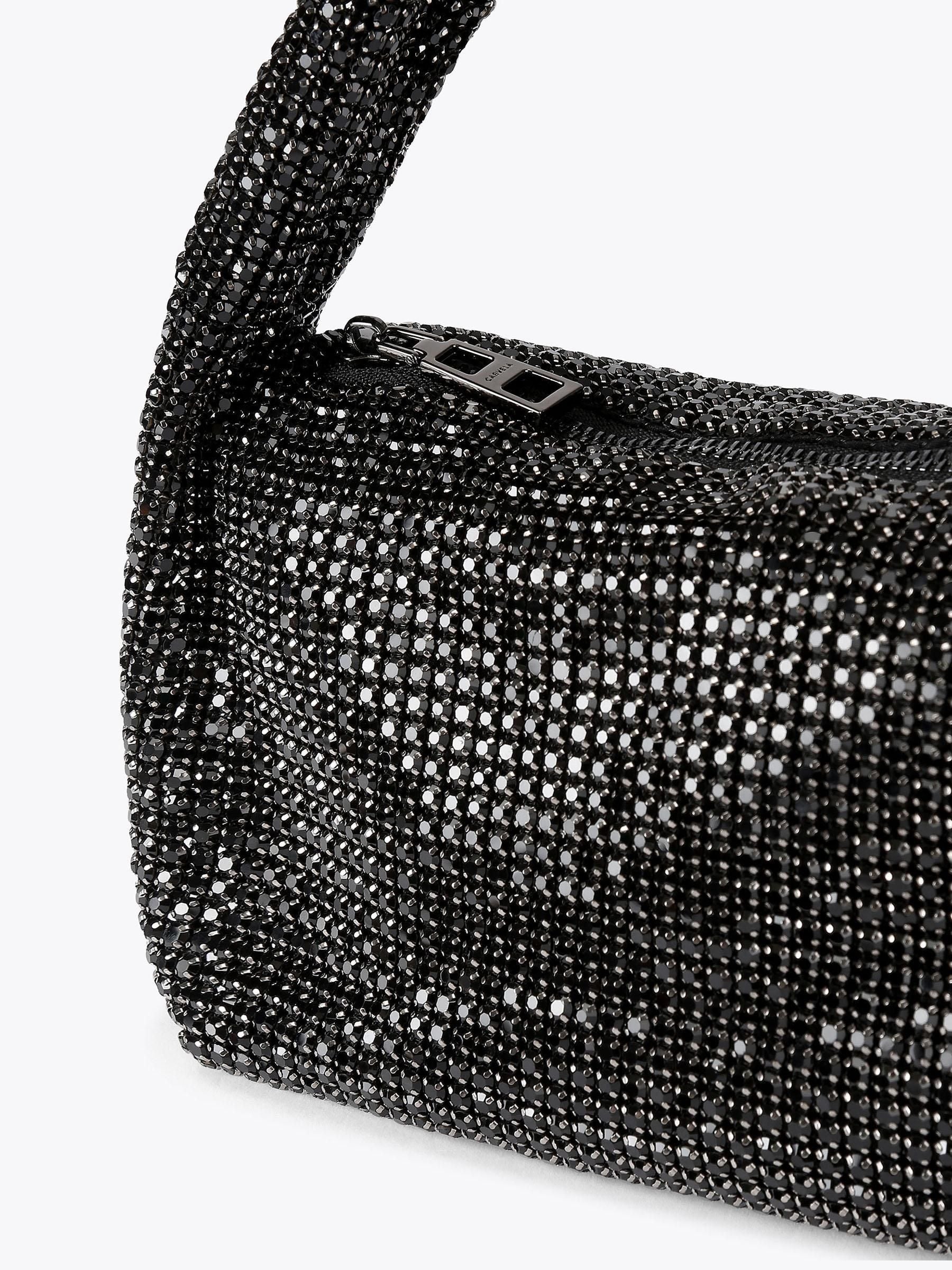 Carvela Black Mia shoulder bag with crystal exterior - British product