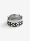 Stainless steel plait ring in silver tone (British brand)