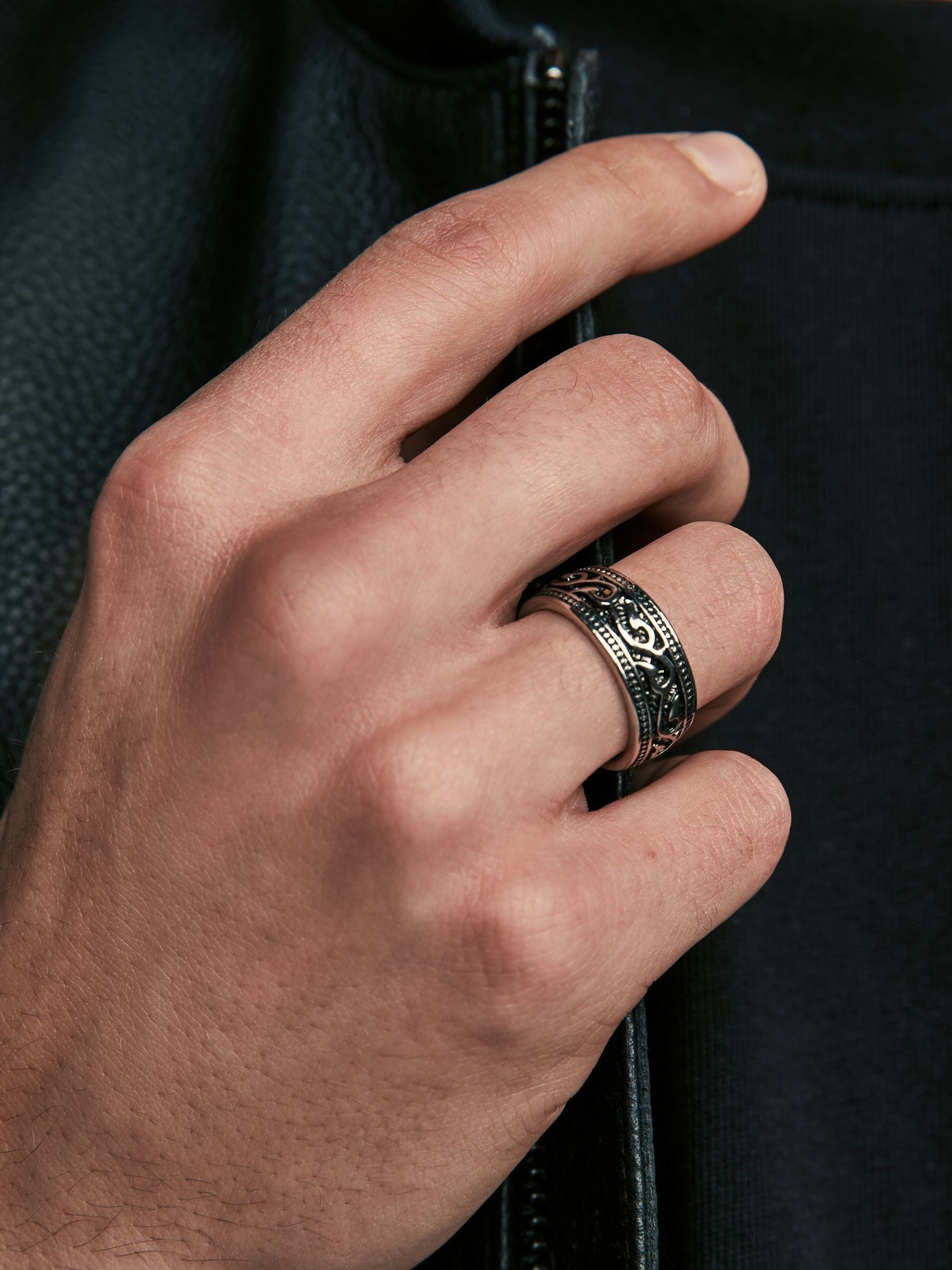 Silver tone swirl band ring (British brand)