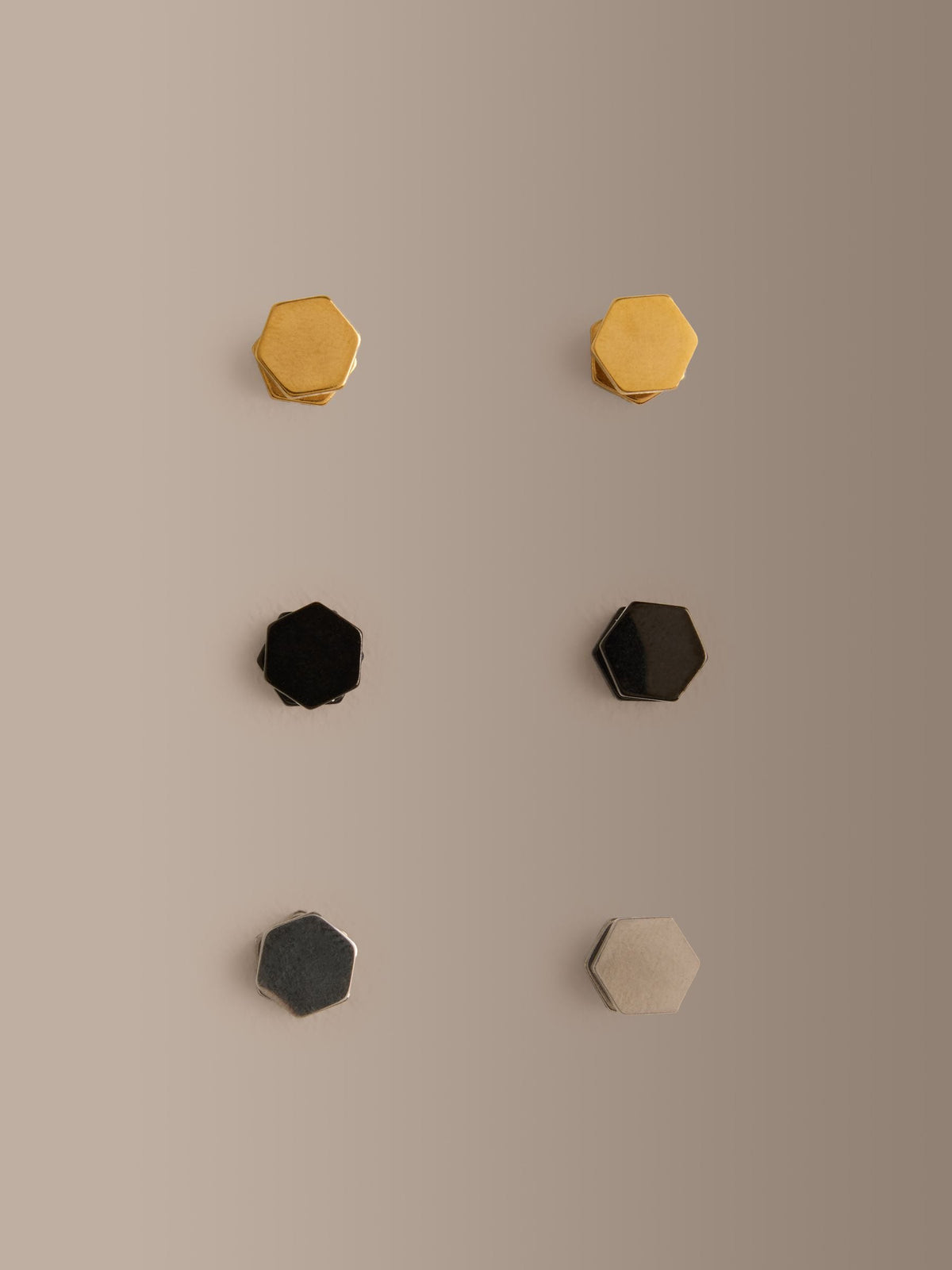 Gold tone stainless steel hexagon stud earrings pack, UK version