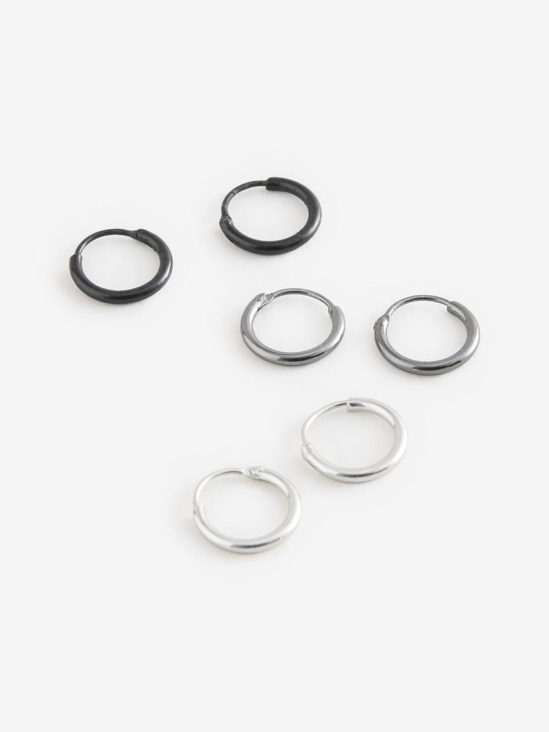 Tone mixed metal hoop earrings pack (British brand)