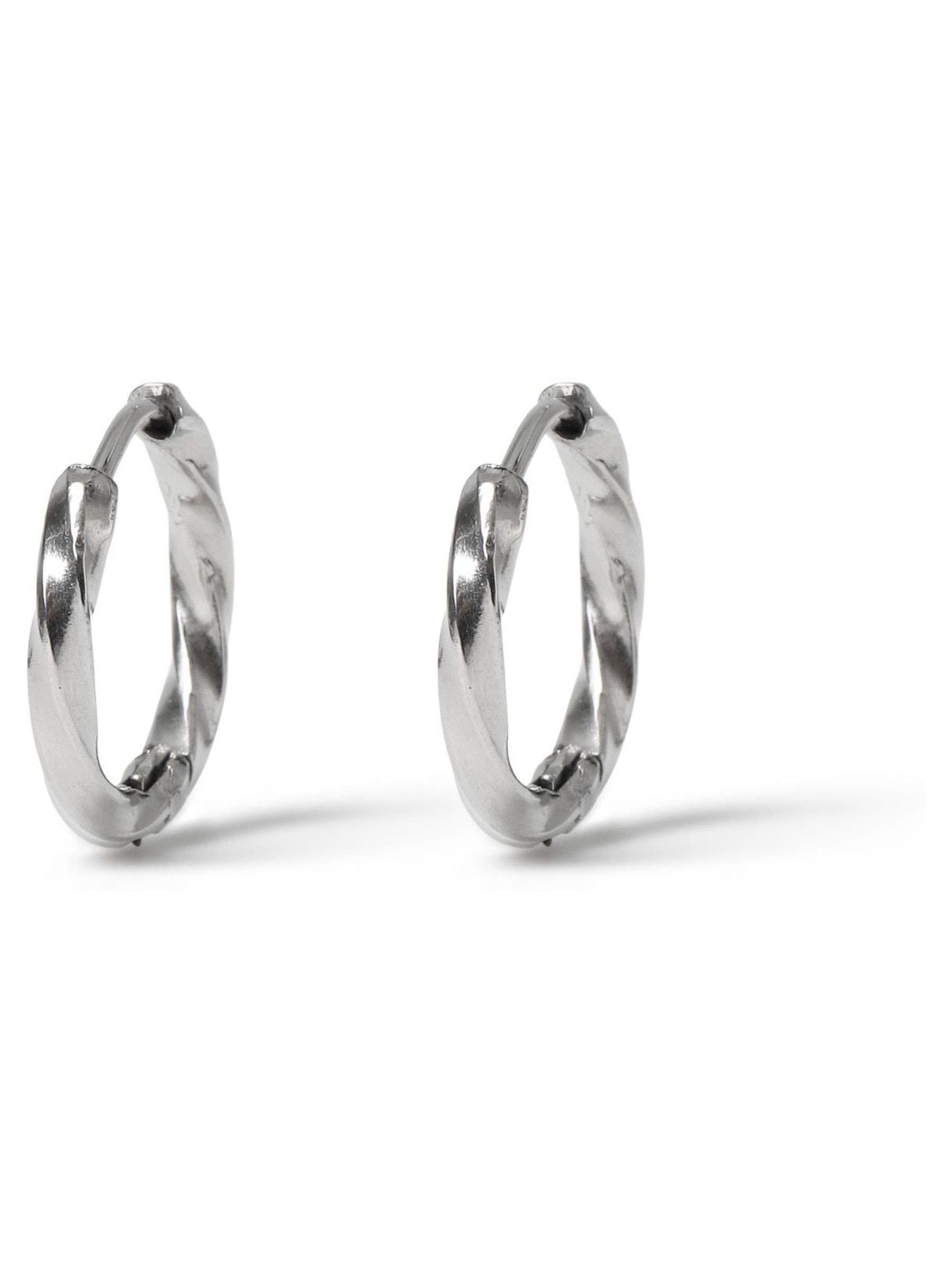 DCK Mens Silver Tone Stainless Steel Hoop Earrings
