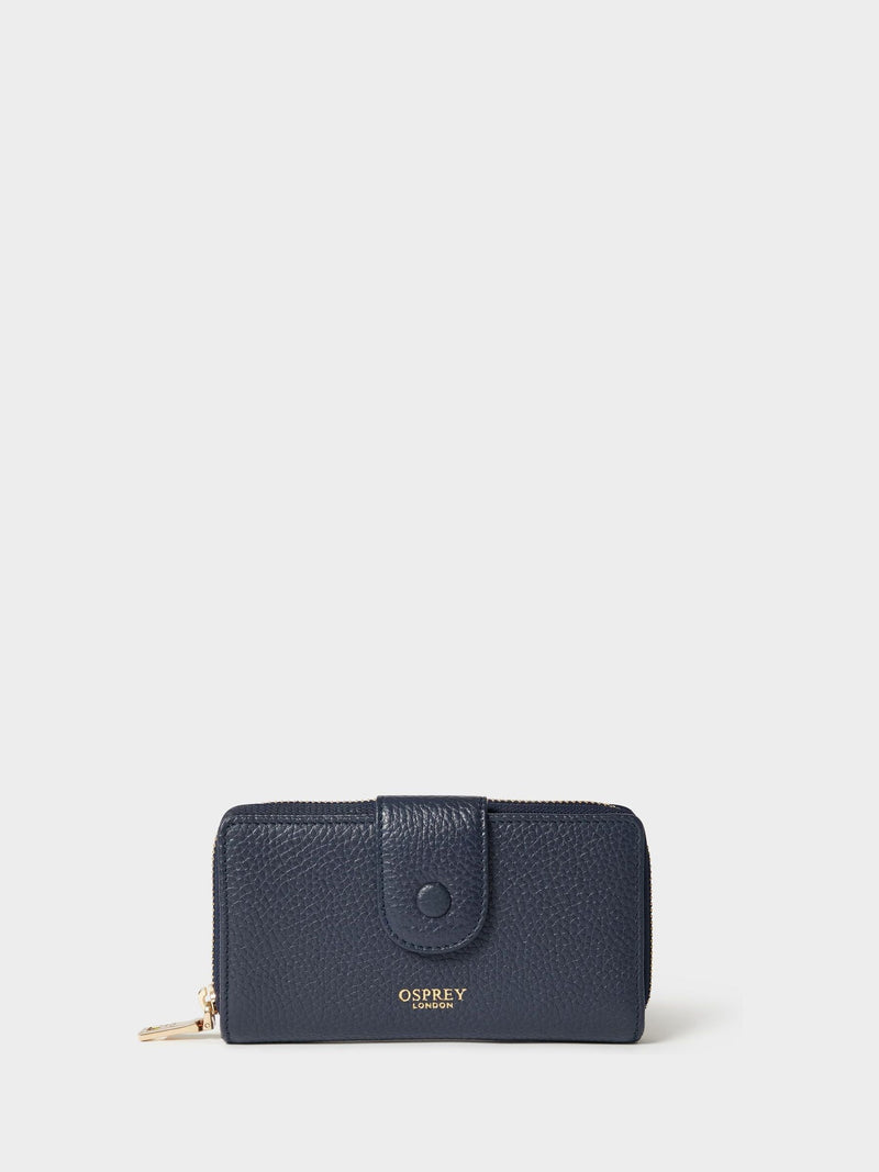Osprey London blue medium leather purse, imported from the UK