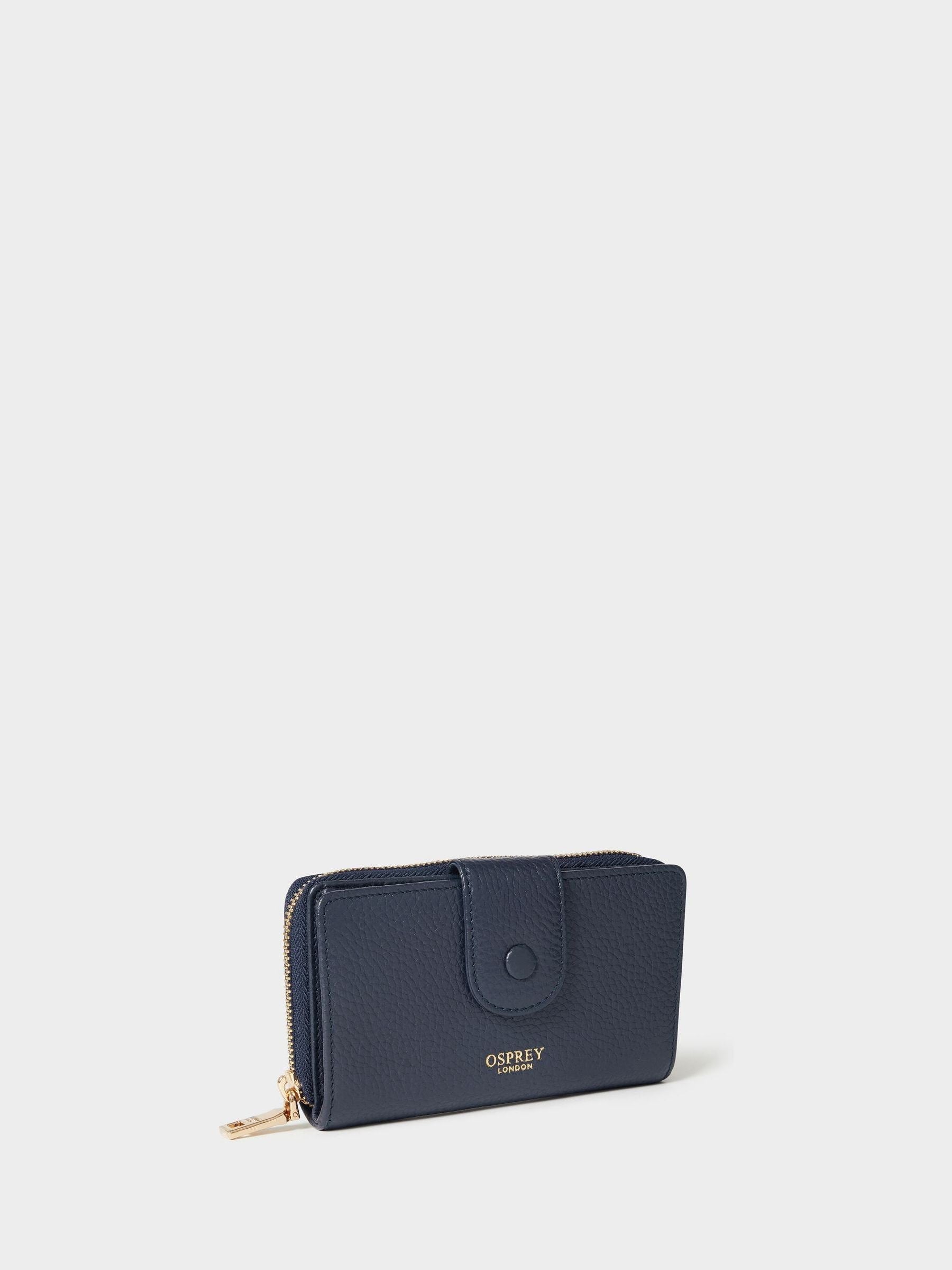 Osprey London blue medium leather purse, imported from the UK