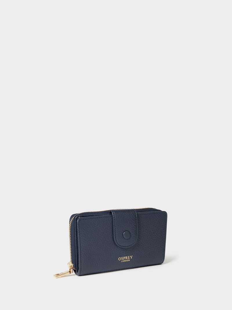 Osprey London blue medium leather purse, imported from the UK
