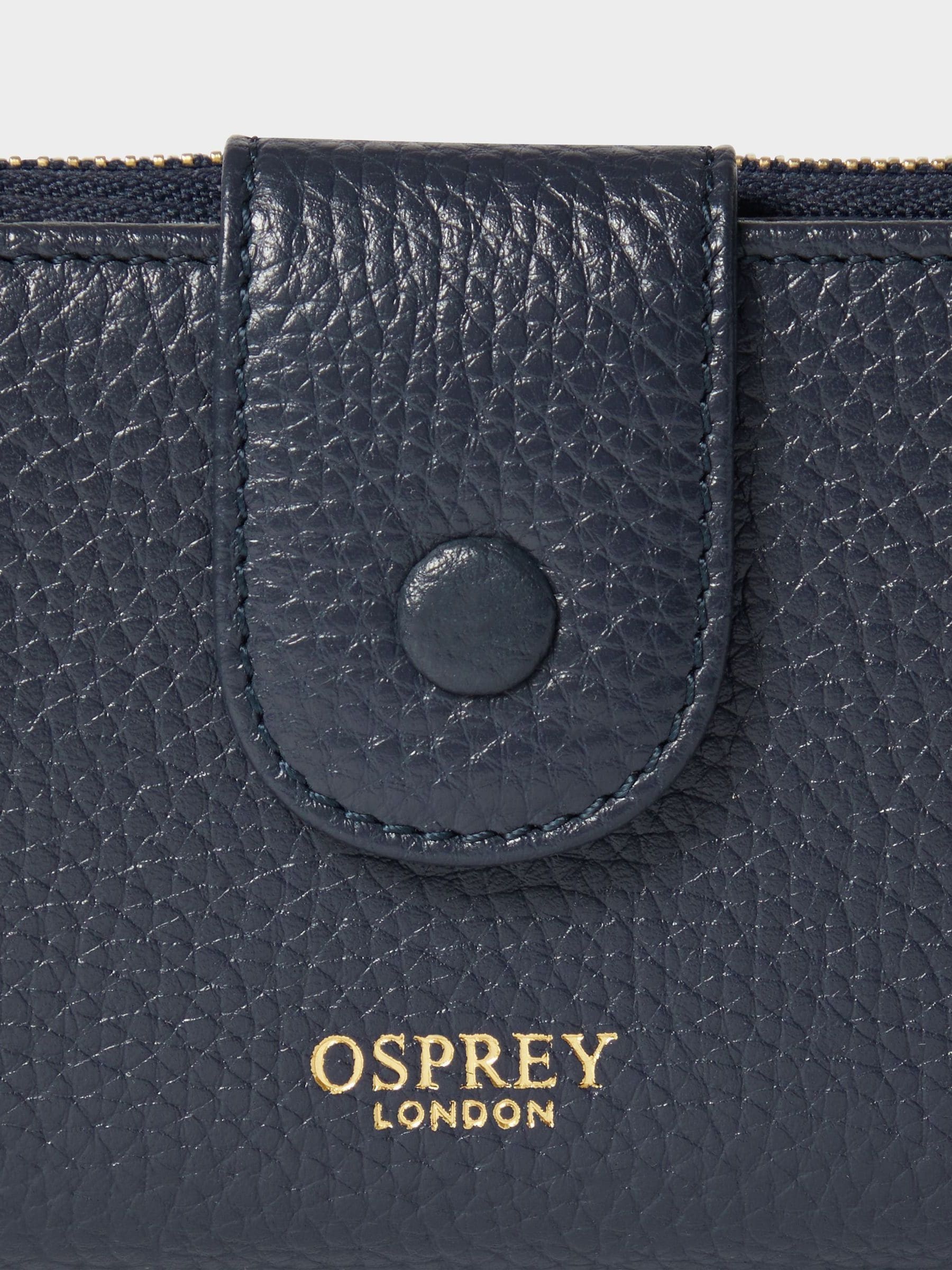 Osprey London blue medium leather purse, imported from the UK